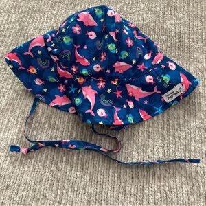 Flap Happy Kids L Sun Hat Dolphins‎ Rainbows Sea Life Print UPF Beach Cap